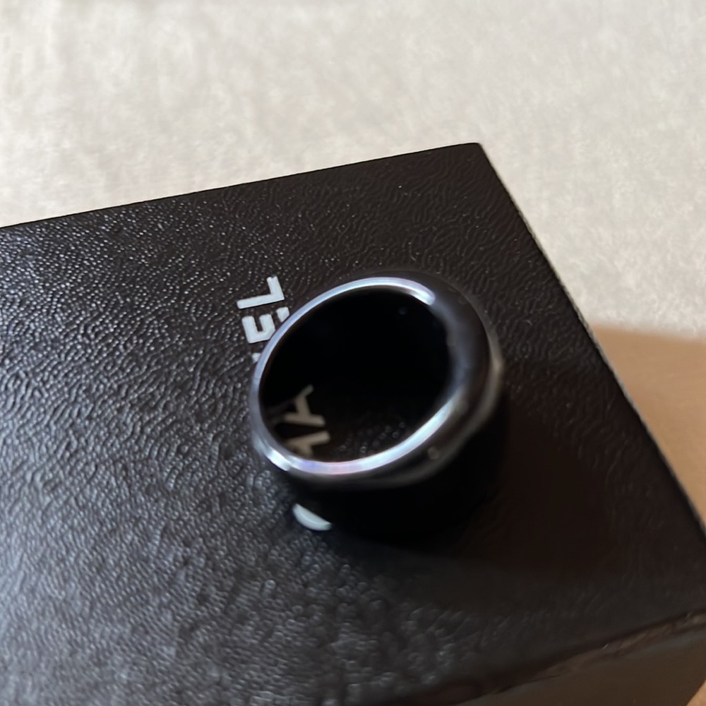CC stamped Chanel black Resin Ring sz US 7 - Picture 8 of 14